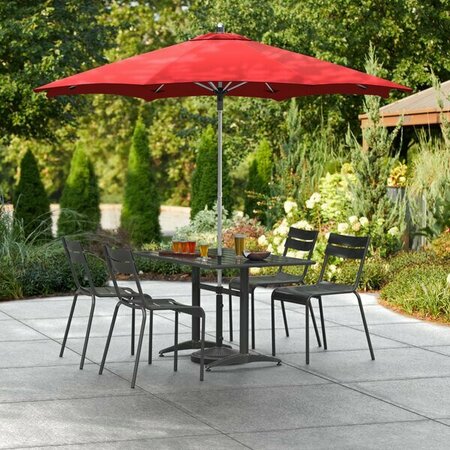 LANCASTER TABLE & SEATING 9' Red Push Lift Aluminum Umbrella 164UMBAL09RD